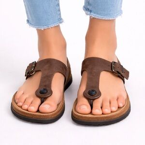 Betula by Birkenstock Brown Leather Sandals Women’s Size 6 Comfort Footbed